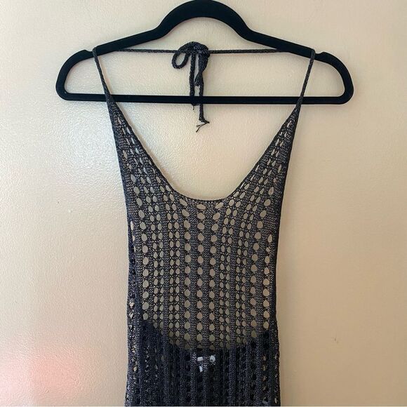 Superdown Renata Dress black sheer halter swim cover up mesh midi maxi Revolve - Picture 9 of 10